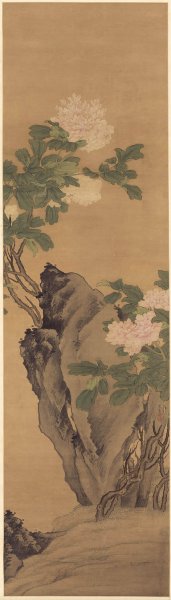 明 樊圻 设色牡丹轴 绢本 48.5x169.5 [花鸟]