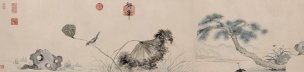 明 朱瞻基 莲浦松荫图 纸本31X130[花鸟]