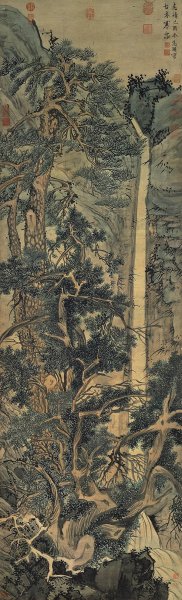 明 文征明 古木寒泉图 59x195[山水]