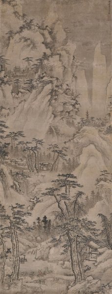 明 戴文进 雪山旅行图93x243cm[山水]
