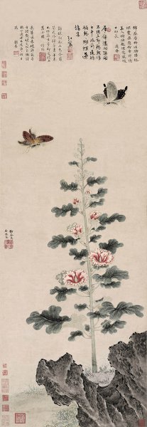 明 戴进 葵石蛱蝶图1-hx 40x115[花鸟]