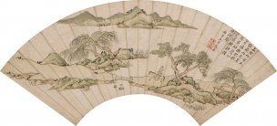 明 文嘉 春岸归骑图扇面 49x22.4[山水]