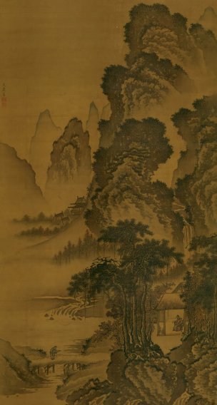明 戴进 溪堂诗意图 104×190 [山水]
