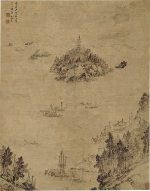 明 张宏 金山胜概图 97x124[山水]