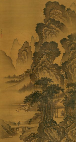 明 戴文进 溪塘诗意 绢本 94x176 [山水]
