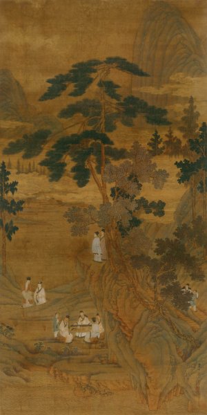明 周臣 香山九老图-画芯-绢 [人物]
