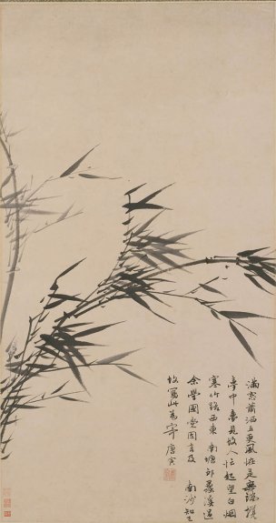 明 唐寅 画竹图轴 44.5×84.3 [花鸟]
