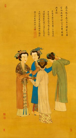 明 唐寅 王蜀宫妓图 70x127[人物]