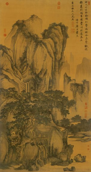 明 唐寅 山路松声图 绢本194.5x102.8 [山水]