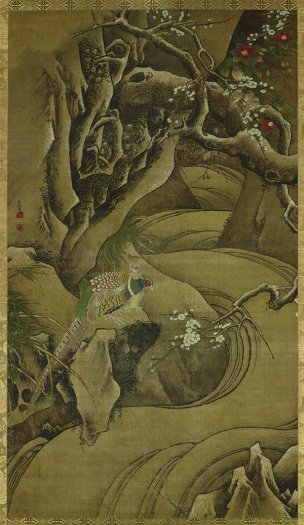 明 吕纪 四季花鸟图4--冬 69x117[花鸟]