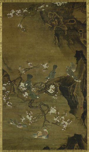 明 吕纪 四季花鸟图1--春 69x117[花鸟]