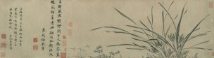 明 周天球 墨兰全景图 91x25[花鸟]