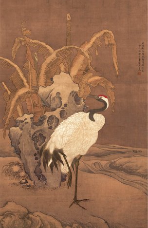 明 吕纪 焦岩鹤立图 107x165[花鸟]