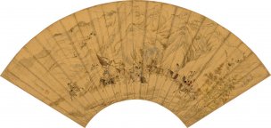 明 仇英 文姬归汉图扇面 51.5x24.5[人物]