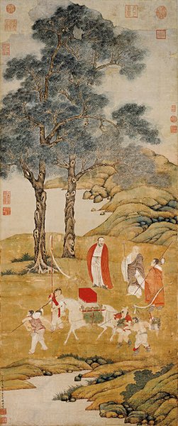 明 丁云鹏 白马驮经图-xuan-rgb-ok-xiu 54x131[宗教]