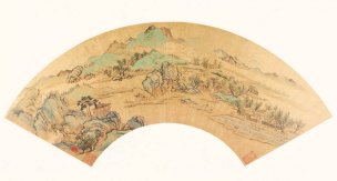 明 仇英 8山水圖 扇面[山水]