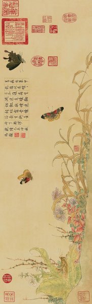 宋 赵昌 写生蛱蝶图 画心 纸本27.7x91 [花鸟]
