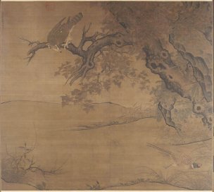 宋 李迪 枫鹰雏鸡图轴  189CM×209.5[花鸟]