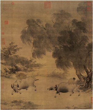 宋 李迪 风雨牧归图 绢本120X103 [人物]