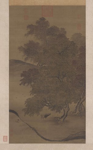 宋 李唐 秋林放犊图轴 53.2×85.5[山水]