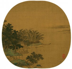 宋 朱光普 江亭晚眺图-画23.9x24.3[山水]