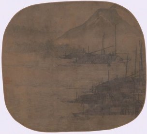 宋 佚名 江城夜泊 团画28-31cm[山水]