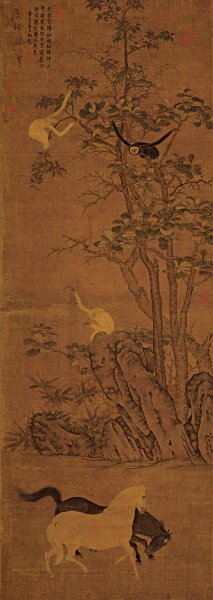 唐 韩干 猿马图 48.5x136.8[走兽]