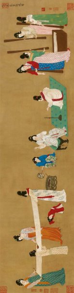 唐 张萱 捣练 绢本 37X145.3 可打1米高[人物]