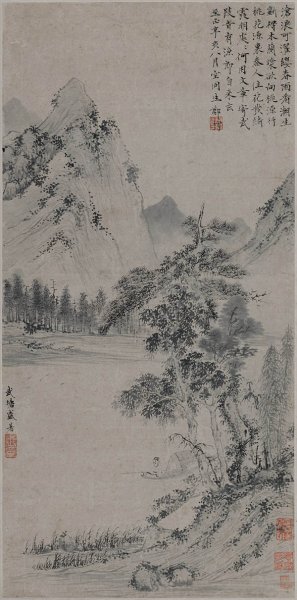 元 郑樗 沧浪独钓图31.45-63.53cm[山水] 