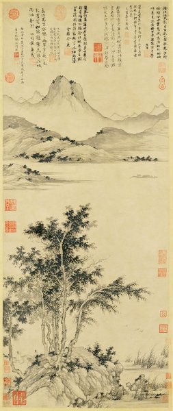 元 盛懋 秋江待渡图  纸本 112.5x46.3 [山水] 