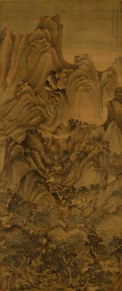 元 王蒙 夏山高隐图轴+故宫博物院 60x142[山水] 