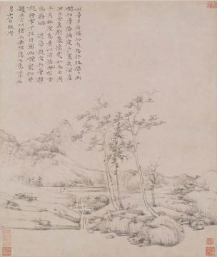元 倪瓒 幽涧寒松图轴 50.4x59.7[山水] 