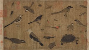 五代 黄荃 写生珍禽图绢本41.5x70.8 [花鸟] 