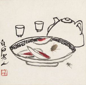 近现代 齐白石 -1086-残席诱虫图 33x33[其它] 