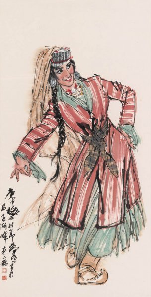 近现代 黄胄 高子湖畔 68×149[人物] 