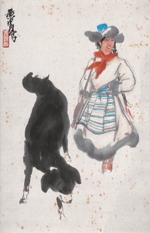 近现代 黄胄 行猎图 调色 44×68[人物] 