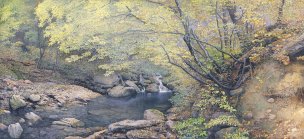 近现代 黄有维 山涧-50.5x110.1[山水]