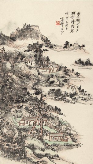 近现代 黄宾虹 西冷湖山图 纸本37x65.1[山水]