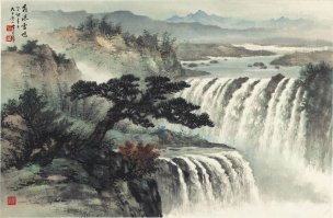 近现代 黄君壁 飞瀑雷鸣 X 89.5x59[山水]