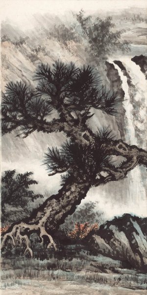 近现代 黄君壁 松颜泉声（四屏三） 54x107[山水