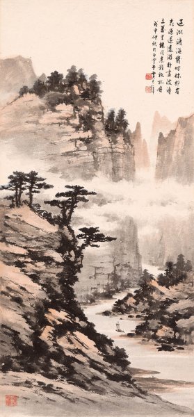 近现代 黄君壁 山水 56x121[山水]