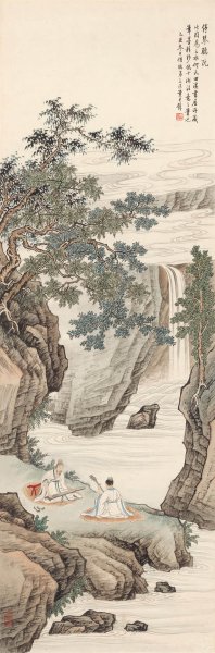 近现代 黄君壁 停琴听芫 26x79[山水]