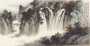 近现代 黄君壁 万丈奔流[山水]