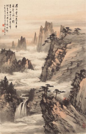 近现代 黄君壁 岭外云山 34x53[山水]