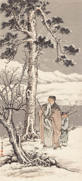 近现代 黄君壁 东坡赏梅图 35.5x78[山水]