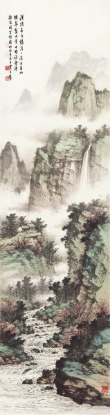 近现代 黄君壁 四屏 春 27.5x103[山水]