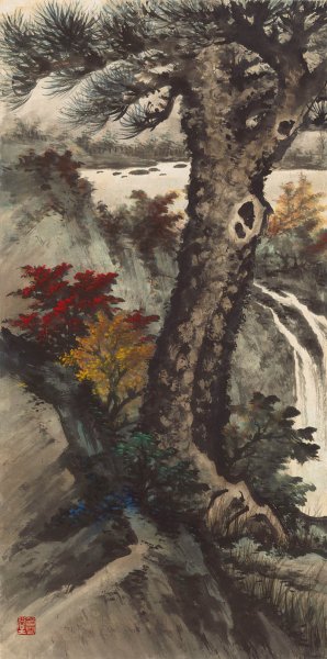 近现代 黄君壁 山水四连屏4 54x111[山水]