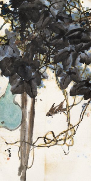 近现代 高冠华 (5)22×44[花鸟]