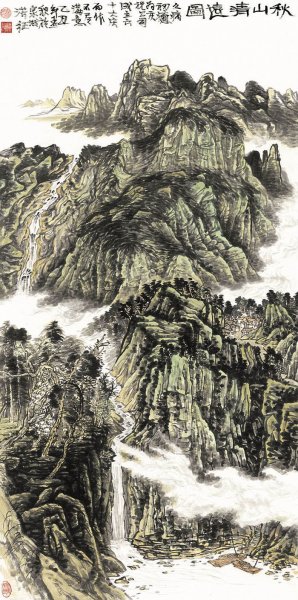 近现代 魏洪征 秋山清远图-138x69.5[山水]