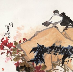 近现代 高冠华 (39)43×43[花鸟]